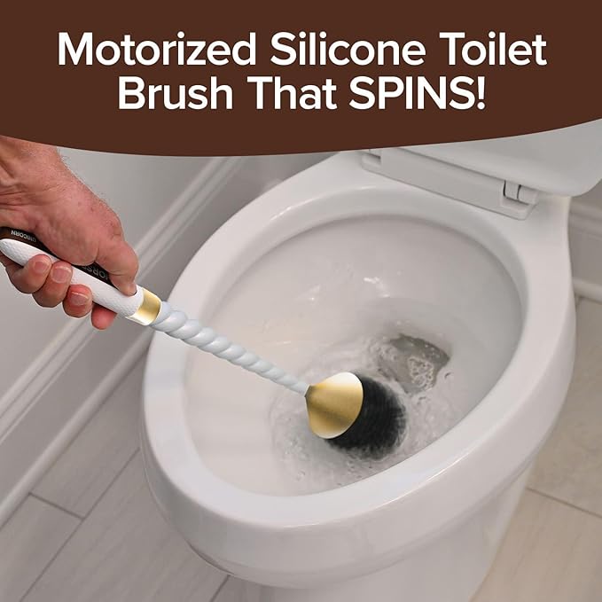 Horsepower Unicorn Gold Edition Motorized Toilet Brush w/Longer Run Time, Powerful Spinning Action, 360° Cleaning, Flexible Silicone Bristles, Eliminate Stains & Residue, No Scrubbing, Rechargeable