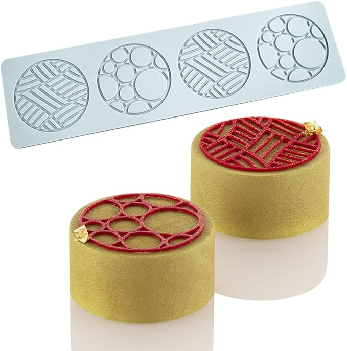 TUKE Silicone Molds for Baking Rectangle Geometry Ring Hollow 3D Fondant Molds Chocolate Molds Non-stick Polymer Clay Molds for Baking, Soap,Cake Decoration Cake Mold (Geometry I_10.92x2.92x0.12inch)