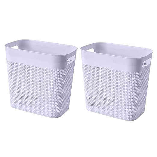 UUJOLY Plastic Small Trash Can Wastebasket, Garbage Container Basket for Bathrooms, Laundry Room, Kitchens, Offices, Kids Rooms, Dorms, (Grey, 2 Pack/3 gallons)