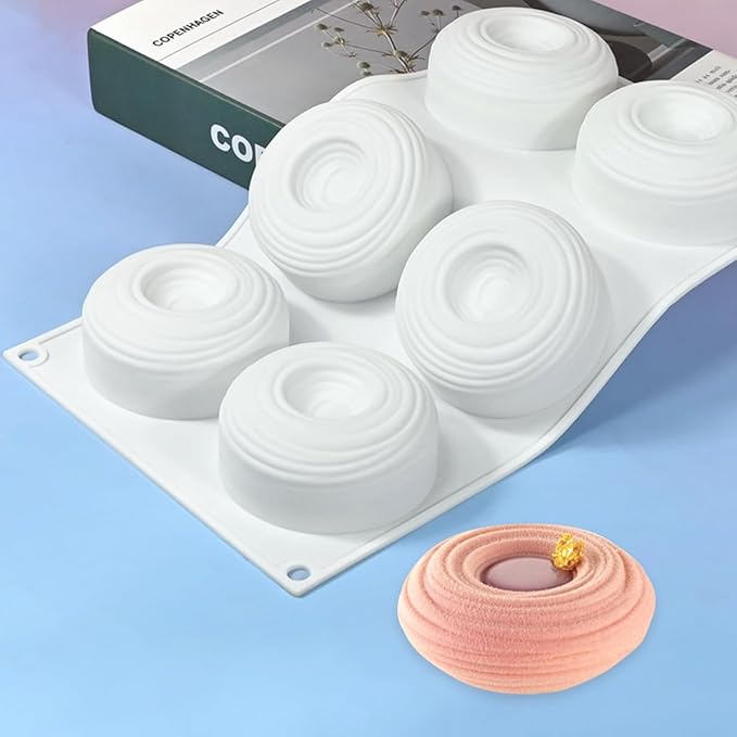 mostsom Silicone Molds for Baking Non-Stick Candy, Chocolate, Cookie, Oreo, Mini Soap, Pudding, Jello, Muffin, Dog Treats Ideal for Cupcakes, Ice Cubes, and Jelly Mold (C_ Spiral Circles)