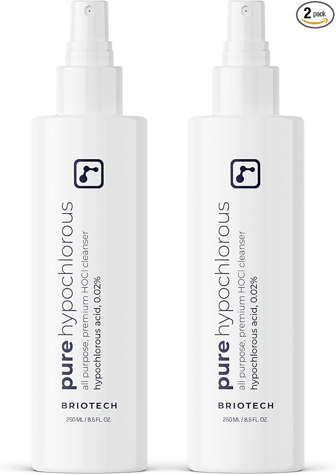 BRIOTECH Pure Hypochlorous Acid Spray and Cleanser, Original Premium HOCl Topical Solution, Multi-Purpose Cleaner, Family Approved & Pet Friendly, 8 fl oz (2 Pack)