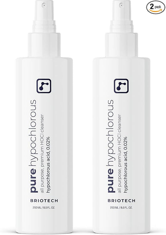 BRIOTECH Pure Hypochlorous Acid Spray and Cleanser, Original Premium HOCl Topical Solution, Multi-Purpose Cleaner, Family Approved & Pet Friendly, 8 fl oz (2 Pack)
