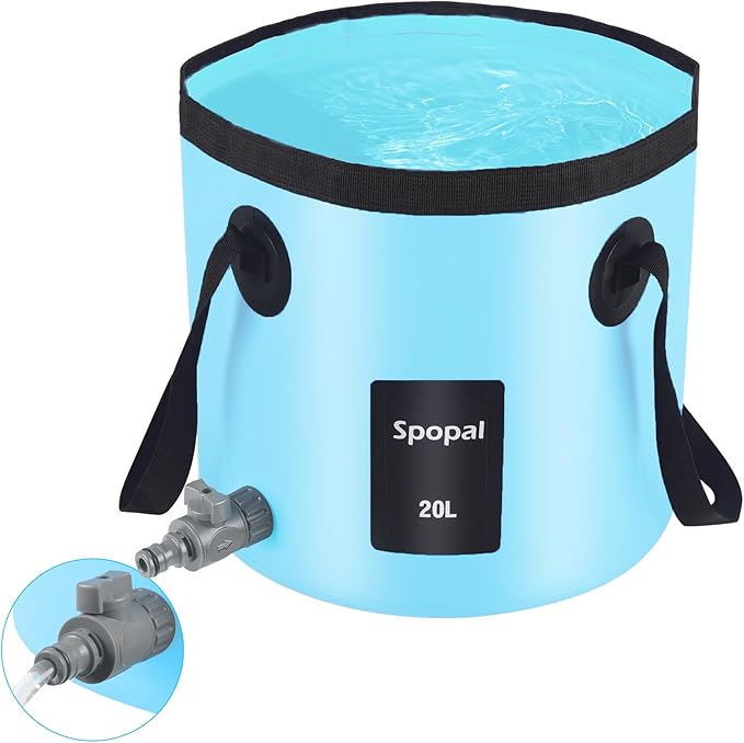 Collapsible Bucket with Handle 20L, Multifunctional Folding Water Container for Camping, Hiking, Traveling, Fishing, Laundry, Gardening, Waterproof, Durable, Lightweight