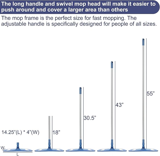 Microfiber Mops for Floor Cleaning, Multi Surface Floor Cleaner with 2 Microfiber Dry Wet Mop Pads + 2 Dusting Clothes for Sweeping and Mopping