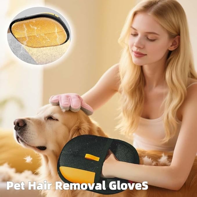 Pet Hair Removal Glove Reusable Electrostatic Gloves Pet Hair Remover for Cats Dogs Carpet Couch 2025 New Grooming Glove Tool（2PCS）