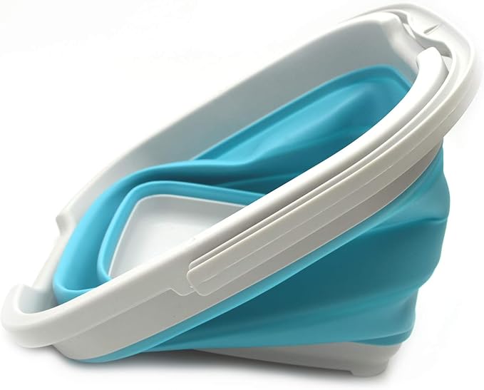 SAMMART 10L (2.6 Gallon) Collapsible Rectangular Handy Bucket (1, Grey/Bright Blue)