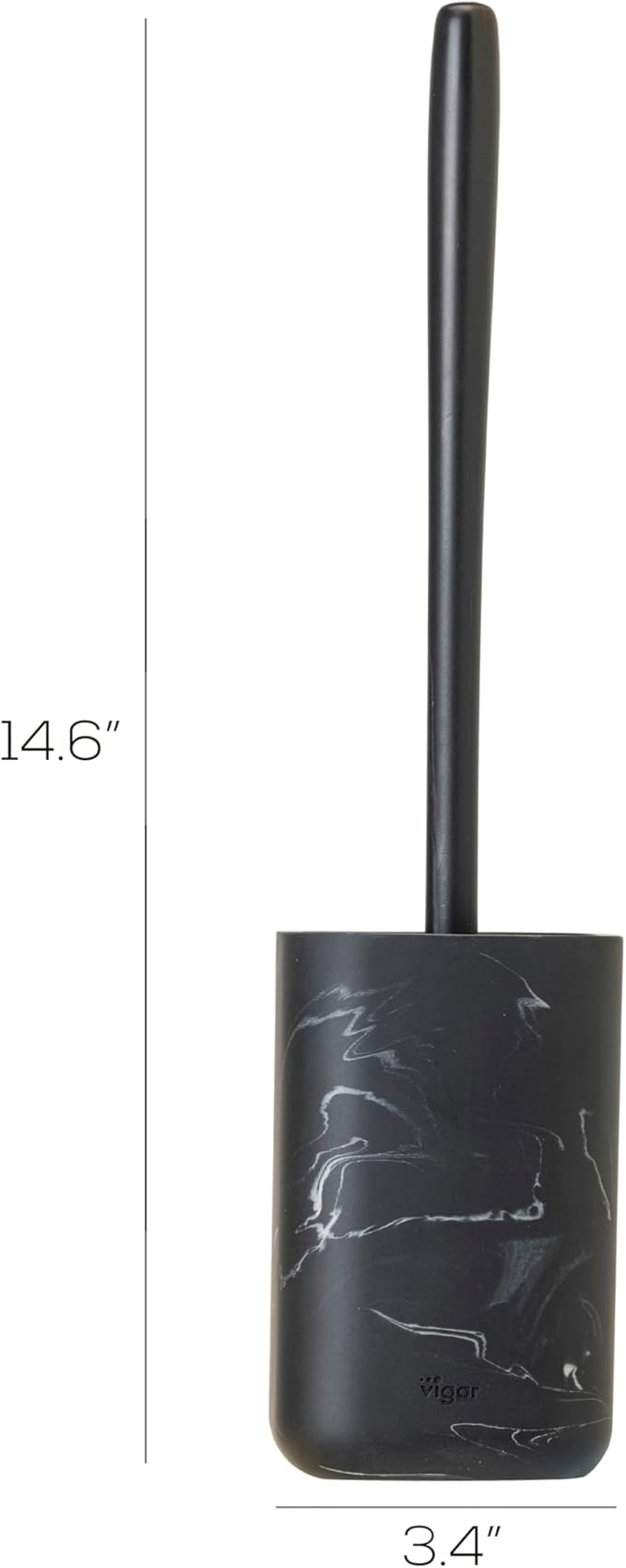 Vigar Zense Toilet Brush and Holder Set, Toilet Bowl Brush with Polyresin Stone Holder, Bathroom Sets for Bathroom Decor and Accessories, Black Marble