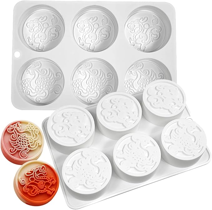 TUKE Silicone Mold Dragon and Phoenix Non-Stick Food Grade Silicone Molds for Chocolate, Candy, Jelly, Ice Cube, Cupcake Baking Mould, Muffin Pan (Dragon Phoenix G)