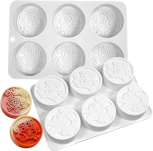 TUKE Silicone Mold Dragon and Phoenix Non-Stick Food Grade Silicone Molds for Chocolate, Candy, Jelly, Ice Cube, Cupcake Baking Mould, Muffin Pan (Dragon Phoenix G)