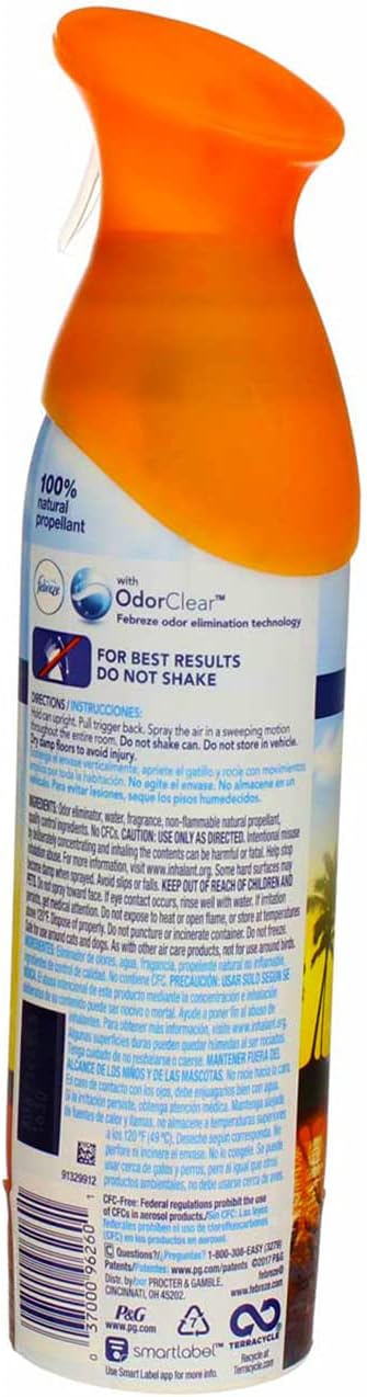 Febreze Air Freshener and Odor Eliminator Spray, Linen & Sky and Hawaiian Aloha Scents, 8.8oz (Pack of 4)