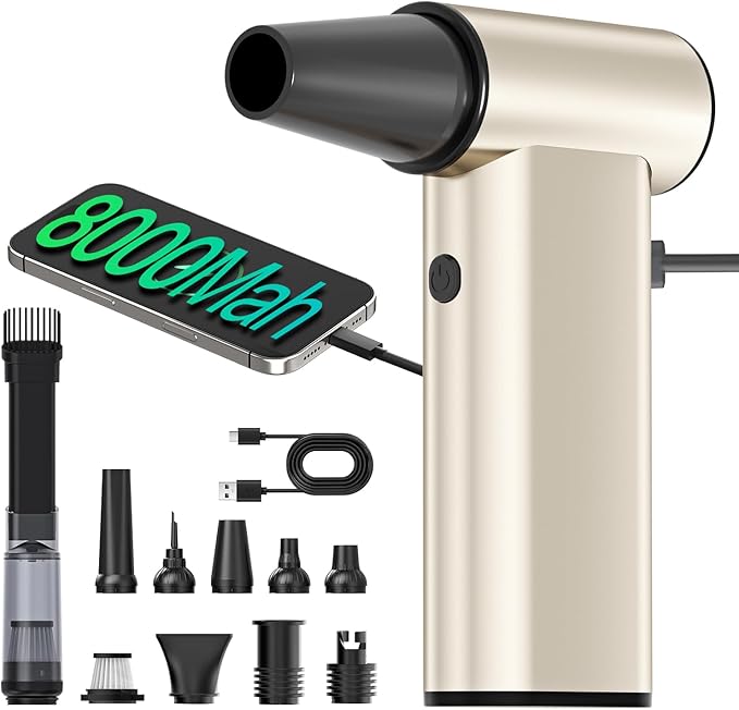 Electric Air Duster, 260000RPM Super Power Cordless Air Duster, Rechargeable Brushless Motor Durable Blower, 4-Gear Adjustable Dust Blower, Fast Charging, for Computer, Keyboard, Outdoor, House Car