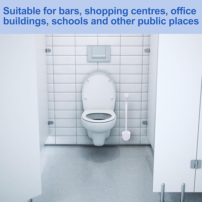 15 Pack 14.2 Inch Toilet Brush Commercial Heavy Duty Toilet Bowl Cleaning Scrubber White Long Handle Toilet Bowl Brush for Home Restrooms Bathroom Cleaning Supplies