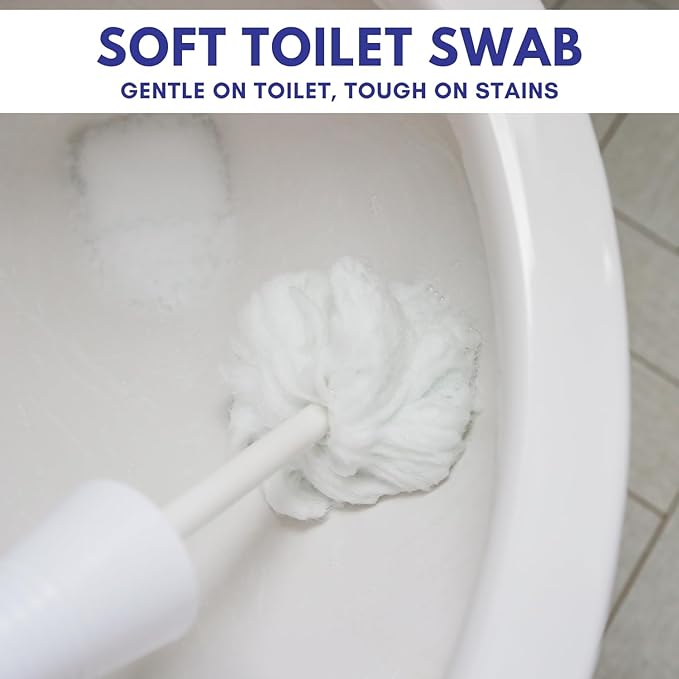 Don Aslett Johnny Mop | Set of 3 Toilet Brushes | 14" Handle to Easily Clean Toilet or Shower | Scratch Free Bowl Swab | Safe to Use with Your Favorite Toilet Bowl Cleaner