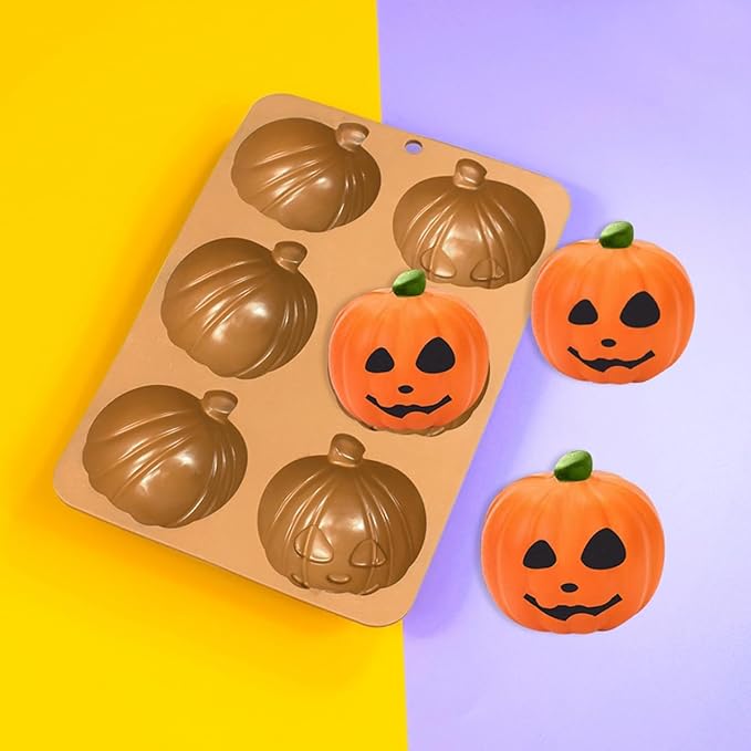 mostsom Chocolate Molds Halloween Molds Silicone for Chocolate 3D Non-Stick Halloween Baking Candy Gummy Mold Pumpkin Shapes Mold (G_ 8.60x5.80x1.24 inch)