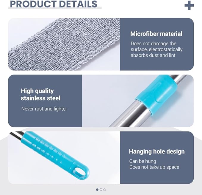 Retractable Gap Dust Cleaner, 2025 New Extendable Microfiber Duster with Bendable & Removable Head, Washable Dusting Brush for Home, Kitchen, Car & Hard-to-Reach Areas (2)