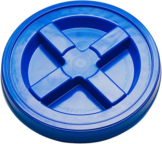 House Naturals 5 Gallon Food Grade BPA Free Made in USA Pails Gray Bucket with Screw On Air Tight Lid (2, Gray with Blue lids)