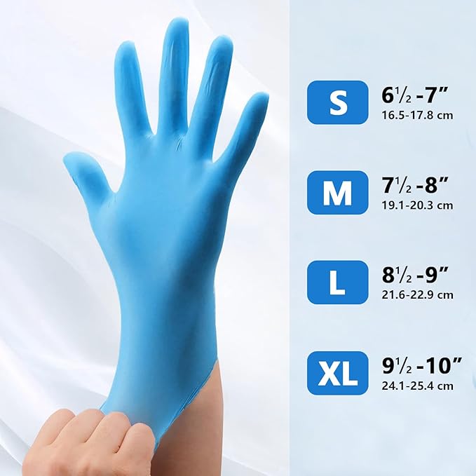 Nitrile Gloves Disposable, Latex and Powder Free Cleaning Rubber Gloves, 4 Mil Thick for Cooking, Food Prep, Exam
