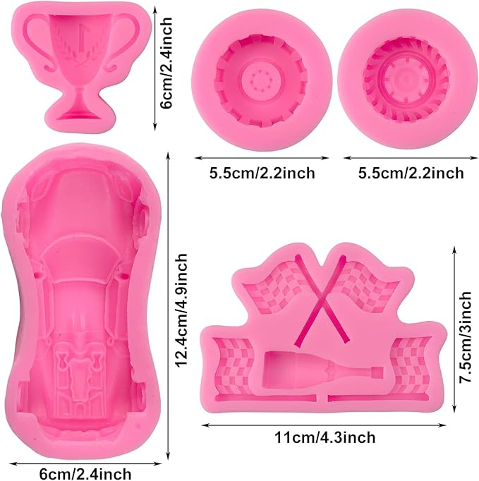 Race Car Silicone Molds - 3D Round Tire Fondant Mold, Truck Wheel Shape, Cake Decorating, Chocolate, DIY Polymer Clay, Gummy, Crafting Projects, Cupcake Topper Decor