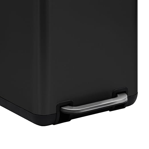 SunnyPoint 6 Liter(1.58 Gallon) Small Trash Can with Plastic Inner Buckets; Rectangle Bathroom, Office, Kitchen, and Bedroom Step On and Slow Close (BLK)