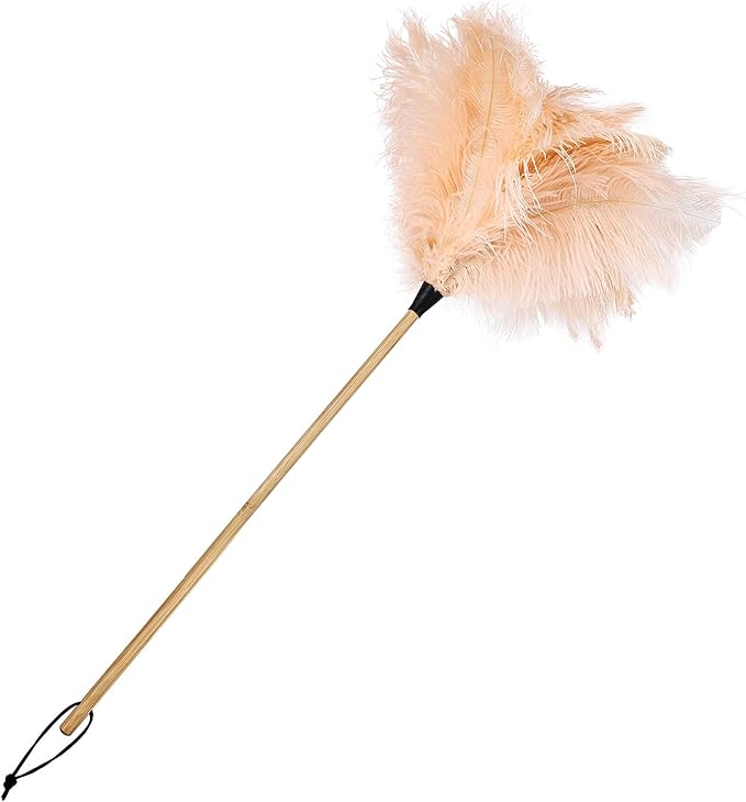 THARAHT 1PCS Ostrich Feather Duster Fluffy Natural with Wood Handle Reusable Washable for Cleaning Keyboard,Home,Car,Office Ostrich Feather Duster,29Inch