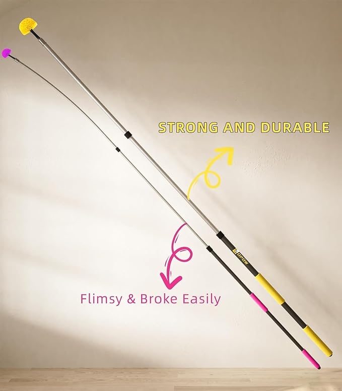 5-to-18 Foot Cobweb Duster with Extension Pole, 25 Ft High Reach and 2 Replaceble Spider Web Brush Heads, Heavy Duty for Indoor & Outdoor Use