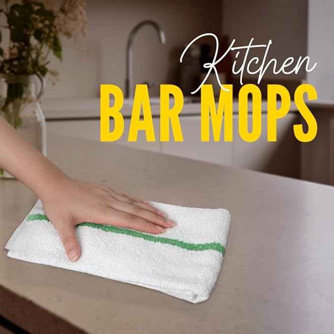 Avalon Towels Terry Bar Mop Towels (Value Pack of 12) Size 16"x19" – Absorbent and Durable, Multipurpose Cleaning Rags, Cotton Cleaning Cloths, Terry Cloth Rags, Reusable Shop Rag