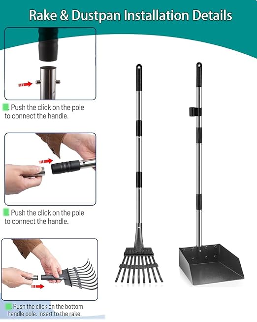 Dog Poop Trash Can Outside with Metal Rake & Tray – 20L Outdoor Pet Waste Bin with Foot Pedal Lid & 100 Bags – Waterproof Odor Control Heavy Duty Pooper Scooper for Yard & Large Dogs