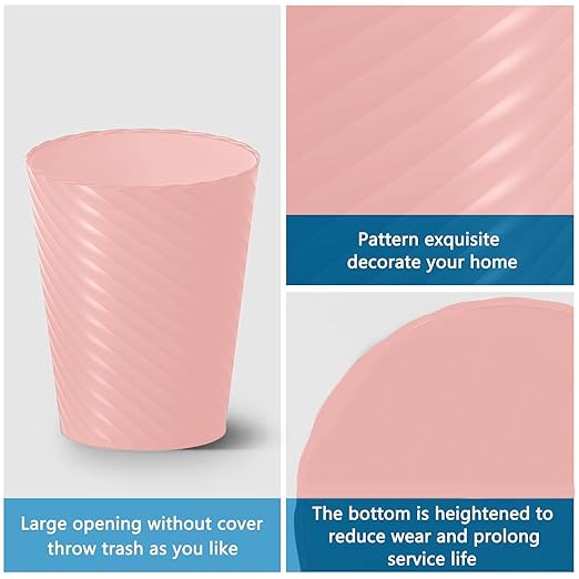 Bathroom Trash Can, 3 Pack 1.8 Gallons Small Trash Can with Trash Bags, Bathroom Garbage Can, Plastic Trash Bin, Round Waste Basket for Bedroom, Office, Room (White Pink Grey)