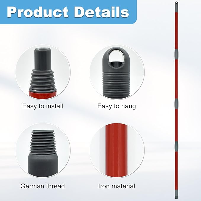 Mop Handle for Ocedar, Mop Handle for O Cedar, Spin Mop Replacement Handle for O Cedar, 4 Section 30" to 58" Mop Handles for Ocedar Spin Mop & H2pro Flat Mop, Mop Stick Mop Pole Handle for Ocedar Mop