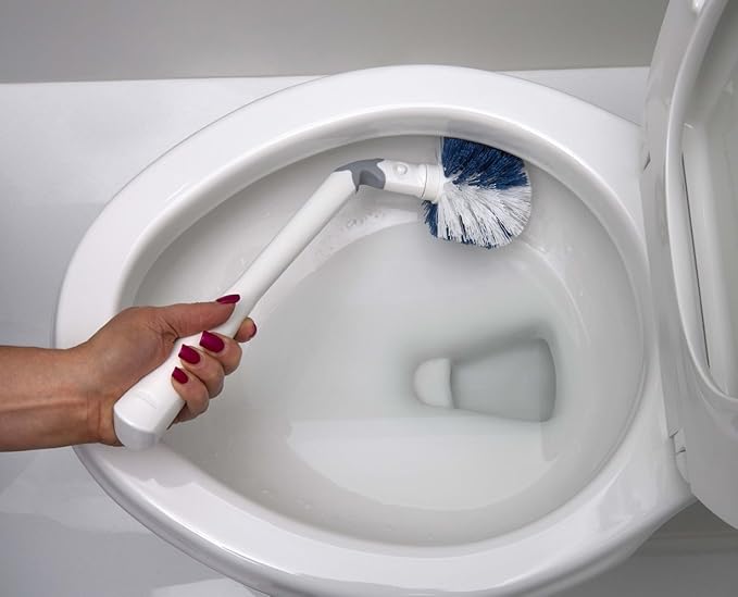 Unger No-Drip Toilet Brush Set, Flexible Neck Scrubber with Portable Carrying Caddy Holder, Discreet Bathroom Cleaning Supplies, Scrub Tough Stains with Non-Scratch Bristles