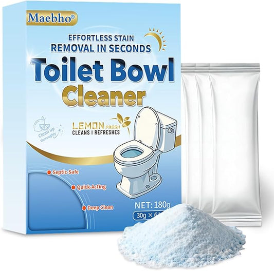 Toilet Cleaner - Toilet Bowl Cleaner Powder, Self Activating Powder for Toilets Bowls Cleaning, Powerful Foaming,Deep Cleaning,Eliminates Odors (6 Bags Each 30g)