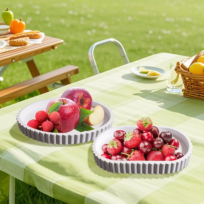 2PCS Oval Resin Tray Molds, Durable Silicone Coaster Moulds, Round Tray Mold with Edges Silicone Concrete Molds, Epoxy Resin Molds for DIY Jewelry Trinket Tray Home Decoration (Pallet)