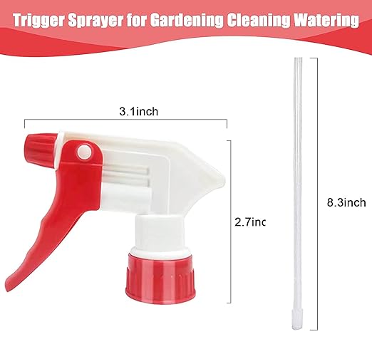 Plastic Spray Bottle Nozzle Heavy Duty Spraying Bottle Replacement Part Leak Proof Mist Water Bottle Spray Nozzle for Chemical Cleaning Solutions All-Purpose Adjustable Head Sprayer 4PCS (Red)
