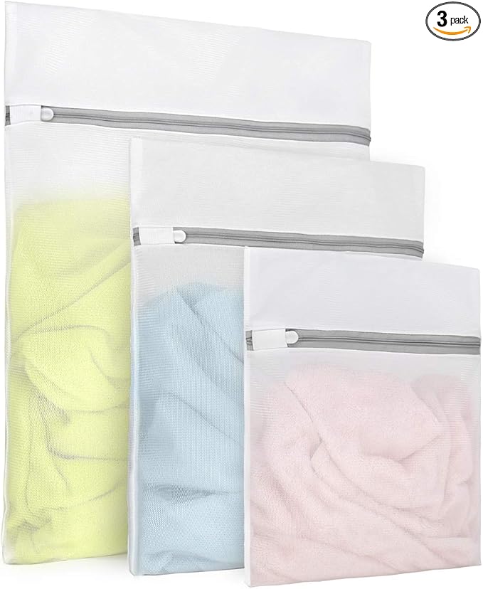 Muchfun 3Pcs Durable Fine Mesh Laundry Bags for Delicates 1 Large, 1 Medium, 1 Small (Fine Mesh)
