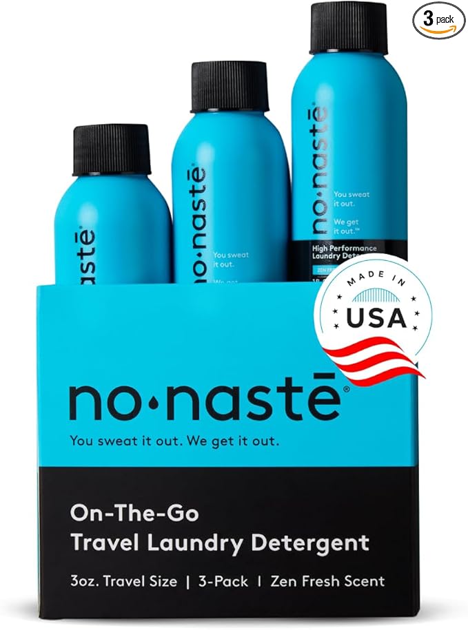 Nonaste Travel Laundry Detergent - Zen Fresh, 3 Fl Oz (Pack of 3), 9 Loads - Travel Size Laundry Detergent for Workout Clothes & More - TSA Compliant for On the Go
