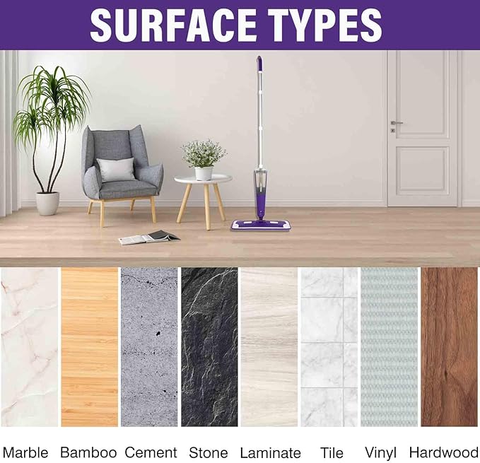 18 inch Mop Pads Refills, 3 Pack Microfiber Reusable Replacement Mop Pads Flat Replacements Heads for Wet Or Dry Floor Cleaning and Scrubbing, Blue & Purple Cloth