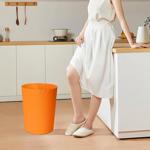 Small Trash Can - Plastic Waste basketbin for Office,Home,Bathroom,Kitchen - 1.8 Gallon - Orange