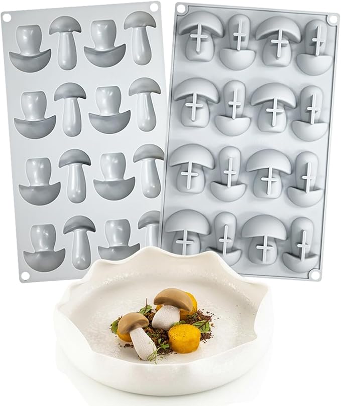 mostsom Silicone Mushroom Molds Nonstick Baking Pan Silicone Molds for Chocolate, Candy, Jelly, Ice Cube, Muffin (Mushroom N_11.92x7x0.88inch)