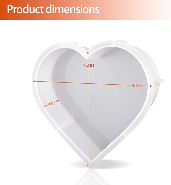 Large Silicone Molds for Resin, Resin Heart Molds 7.3'' x 8.7“x 2'', Deep Epoxy Resin Molds for Flowers Preservation,Resin Art, Resin Casting DIY Mold for Wedding,Valentine, Anniversary