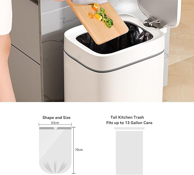 13 Gallon Trash Bags Drawstring, Pack of 20, Garbage Bags, 1.99Mil Thickness, 63x70cm, 16.8g/pcs, Unscented, Black