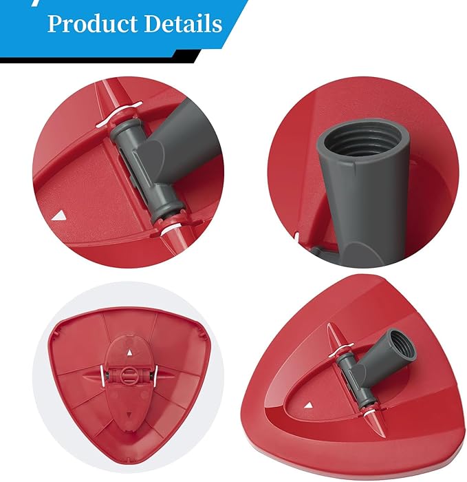 Spin Mop Replacement Head Base Compatible with O-Cedar EasyWring 1-Tank System Mop Rotating Triangle Mop Head Cover Replacement Rotating Mop Base Plastic Base for Spin Mop Accessories, Red