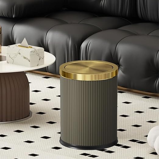 15L/4GAL Gold BedroomTrash can,Gold Bathroom Garbage can with lid，Small Trash Can with Flipping Lid, 4gallon,Garbage cans for Bedroom,Kitchen，Office,Hotel(15L-Gary)