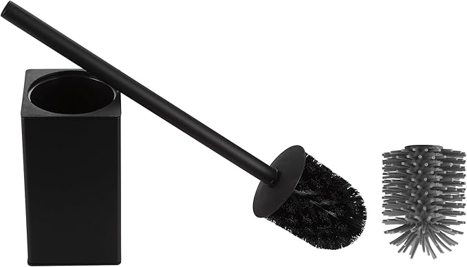 Toilet Brush and Holder Black for Bathroom Storage and Organization,Square Deep Cleaning Black Toilet Brush for Bathroom