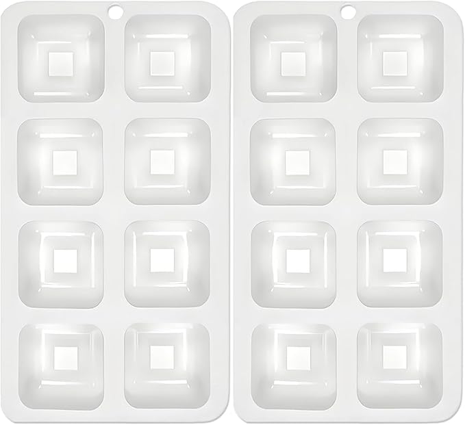 Chocolate Square Silicone Molds for Baking, Savarin Pan Mousse Cupcake 2 Packs with 16-Cavity 1.7" x 1.7" x 0.9" for Mini Cheesecakes Candy Desserts