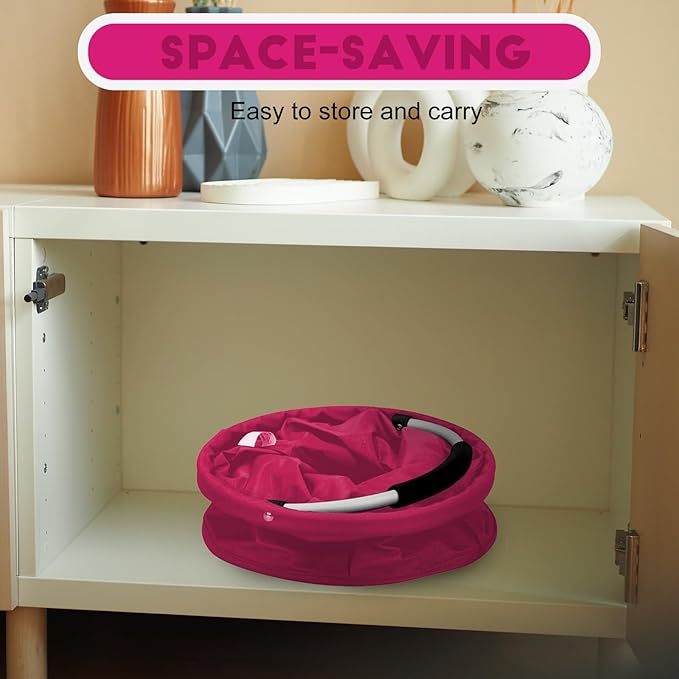 Cleaning Caddy for Cleaning Supplies,17L Cleaning Supply Caddy with Handle Foldable Cleaning Supplies Organizer Bucket Cleaning Products Organizers for Home, Garden (Rose Red)