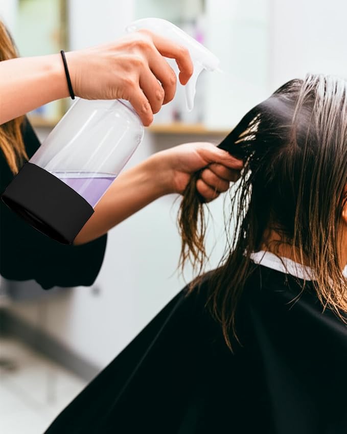 2 Pack 360° Glass Spray Bottles with Silicone Sleeve, 16 oz Empty Refillable Containers with Adjustable Spray Nozzles, Spray Bottles for Hair, Cleaning Solutions and Plants Black