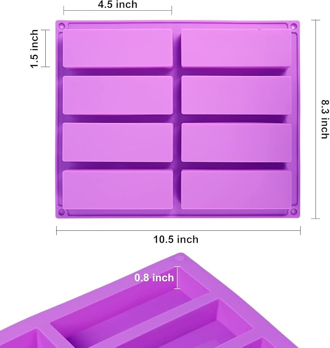 2 Pack Granola Bar Mold Silicone Mold,8 Cavity Rectangle Energy,Cereal Bar Molds for Ganache, Chocolate Bar, Truffles, Cheesecake