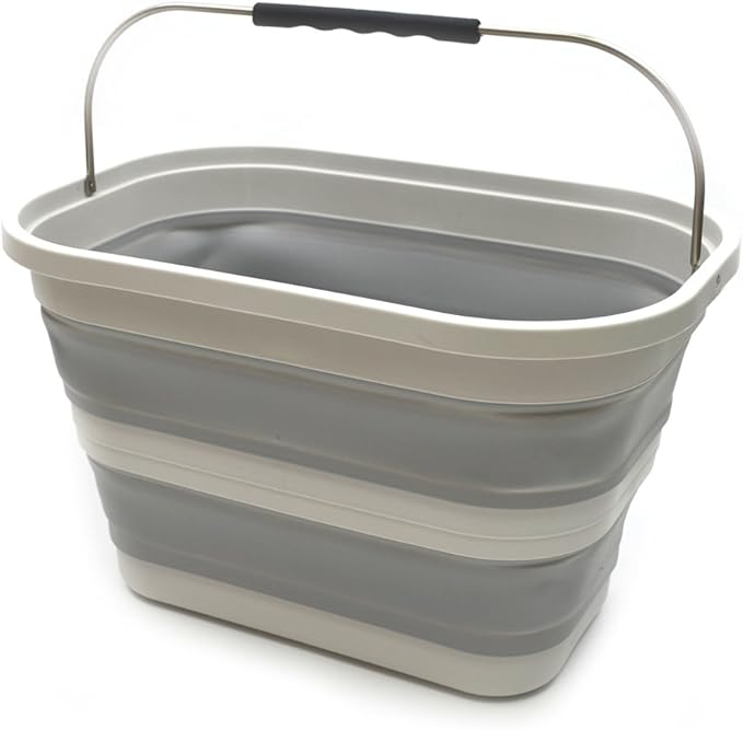SAMMART 20.8L (5.49Gallon) Collapsible Rectangular Handy Basket/Bucket (S. Grey)