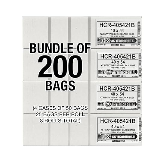 Aluf Plastics High Density Trash Bags, 55-60 Gallon, 200 Count, 21 Micron (eq), 40.5" x 54", Clear, for Bathroom, Office, Industrial, Commercial, Janitorial, Municipal, Recycling