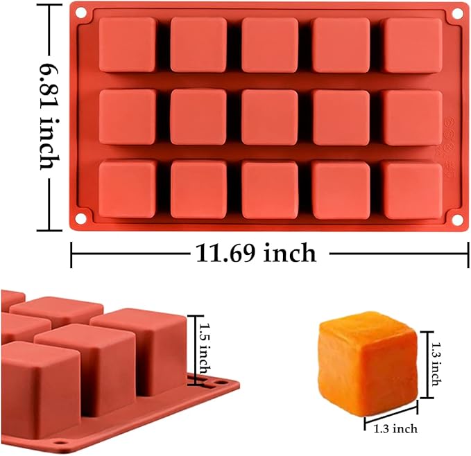 Silicone Mousse Cake Molds (2 Pack) Candy Molds, Mini Petit for Cups, Baking Cakes for Cube Chocolate Truffle Cookie Cake